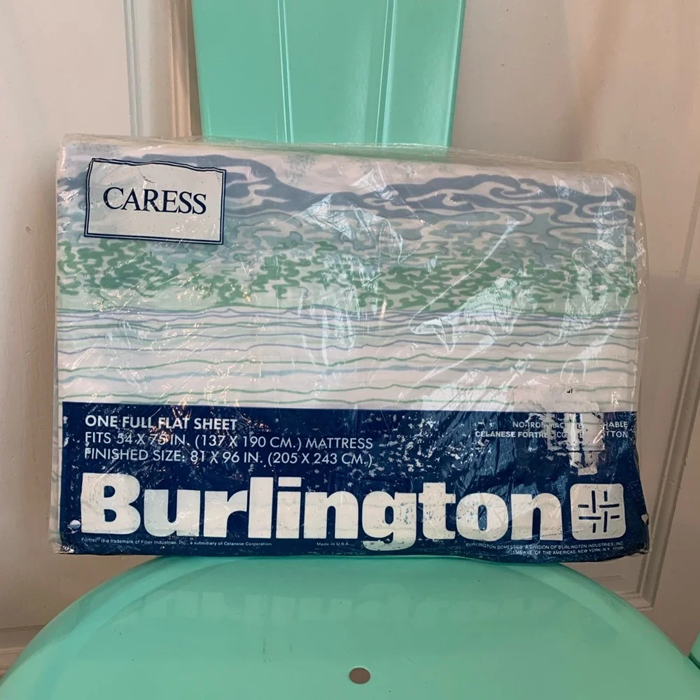 NWT Vintage Burlington Caress Full Flat Sheet in Beach